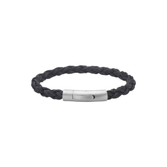 SON armbånd sort kalveskind rund flet 6mm - 19cm