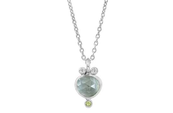 Sølv collier - aqua blue quartz, peridot, zirconia Rabinovich