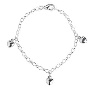 Hjerte rho. sølv armbånd 17CM