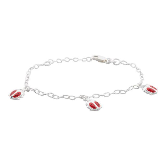 Rho. sølvarmbånd m/3 mariehøns - NOA Kids Jewellery
