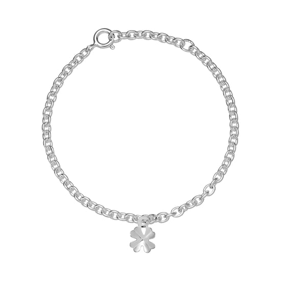 Armbånd med kløver hvid/sølv 7x7mm 14-16cm Lund
