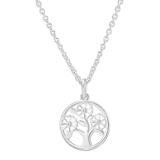Marguerit Livets træ collier 3x5mm sølv - Lund