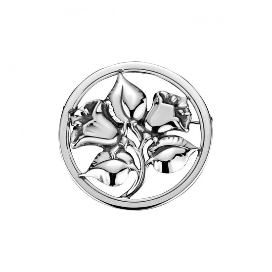 Broche med blomst diameter 42mm ox. sølv Lund