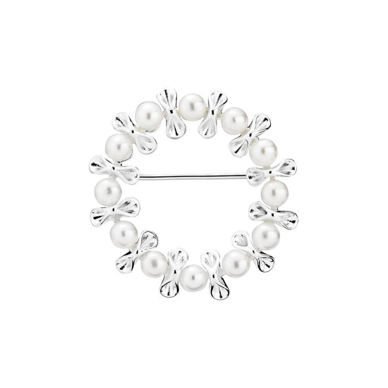 Broche m. ferskvandsperler 4-4,5mm sølv Lund