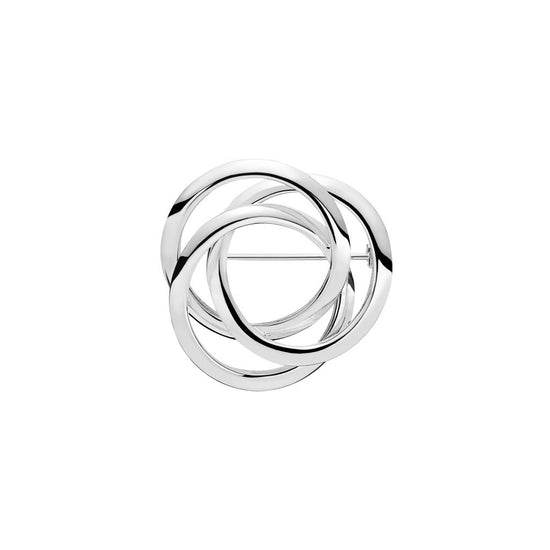 Broche rund 3 ringe 35mm i diameter, sølv Lund