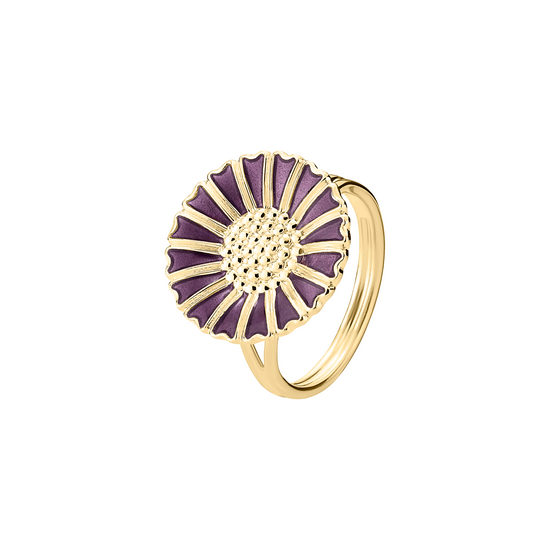 Fg. sølv Marguerit ring 18mm lilla emalje Lund Copenhagen