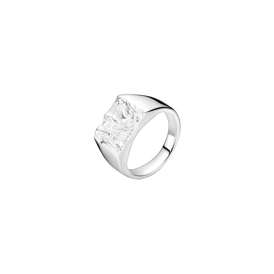 Mat Sølv rustik ring 13x11mm Lund