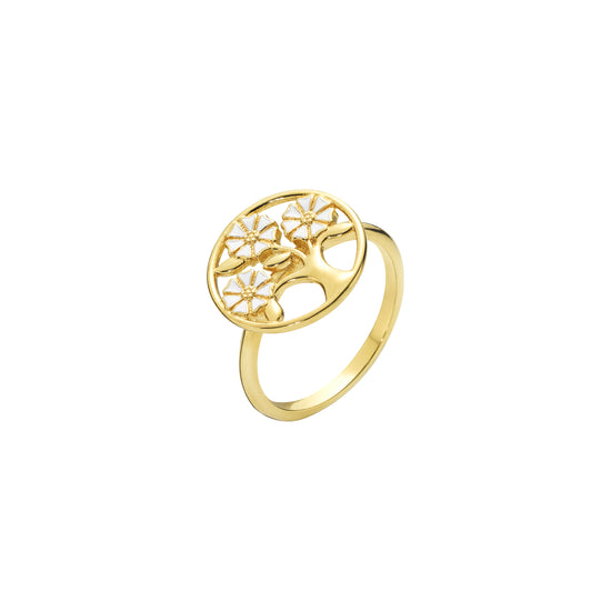Marguerits ring Livets træ 5mm forgyldt Lund