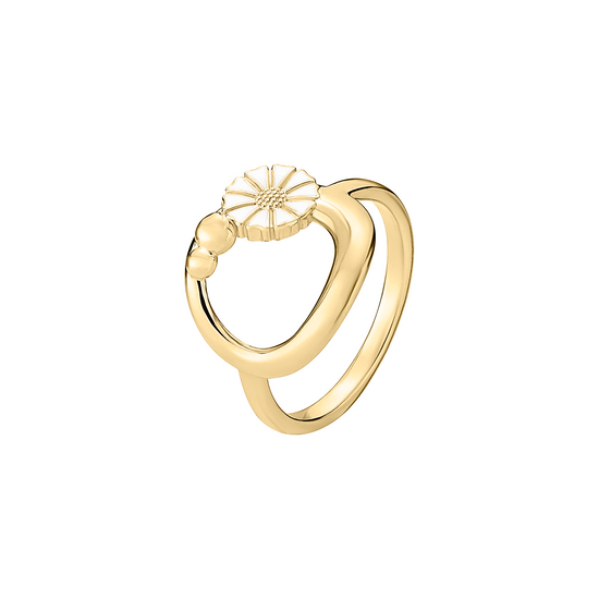 Fg. sølv Marguerit ring cirkel 7,5mm hvid emalje Lund Copenhagen