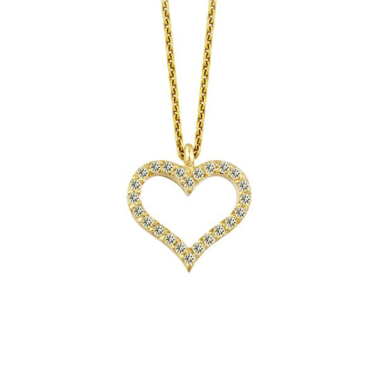 14kt. Hjertevedhæng  0,08ct. W-si inkl. 14k kæde
