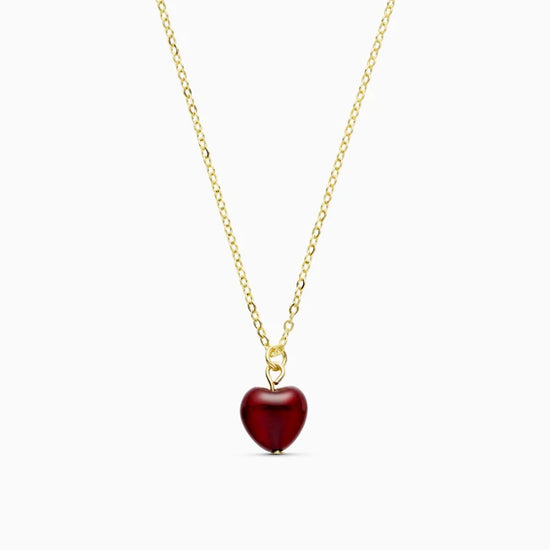 Alma Rød Jade Hjerte Halskæde 38+6cm - Soï