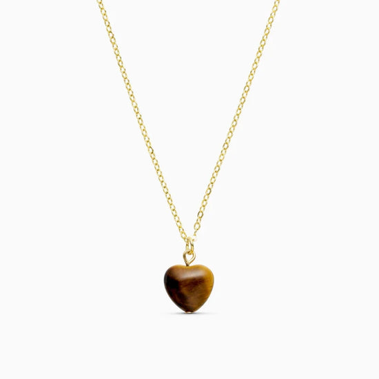 Alma Tiger Eye Hjerte Halskæde 38+6cm - Soï