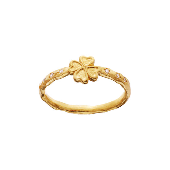 Clover ring forgyldt Maanesten