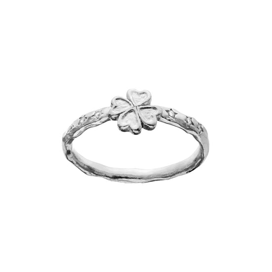 Clover ring sølv Maanesten