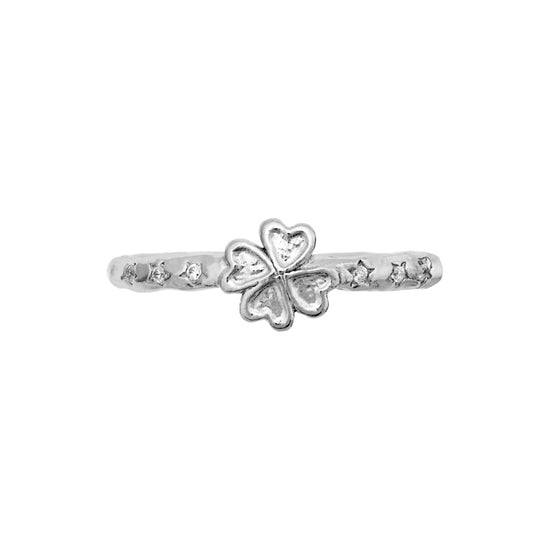 Clover ring sølv Maanesten