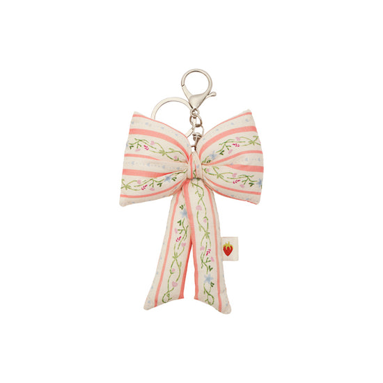 Fabric Bow Keychain
 Summer Stripes Peach Maanesten