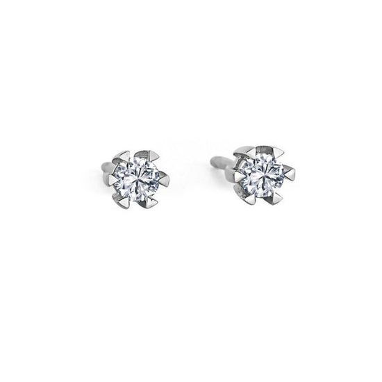 14kt. Star ørestikker 2x0,15ct. W-si hvidguld 6 greb Nuran