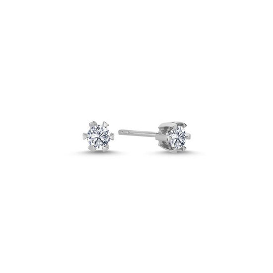 14kt. Star Ørestikker 2*0,05ct. W-si hvidguld 6 greb Nuran