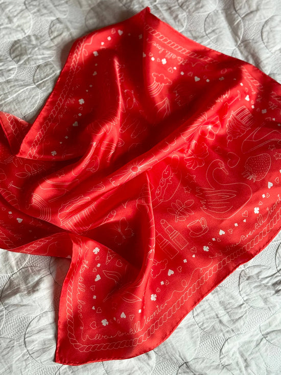 Silketørklæde, Iconic Silk, Red All by Voss