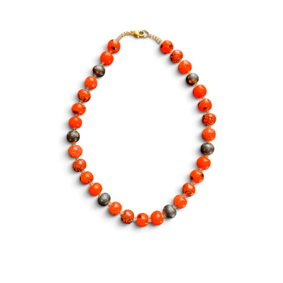 Kanga Orange the world Perlehalskæde - Kazuri