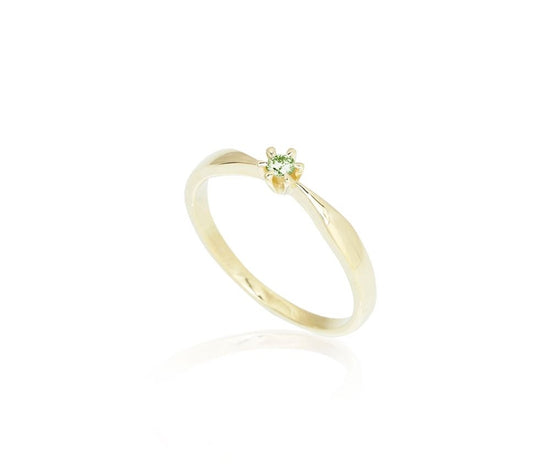 LG 8kt. Present ring  0,05ct DEF/VS smaragd rødguld