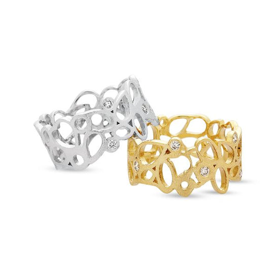 14K Ring 0,10ct mat hvidguld Nuran