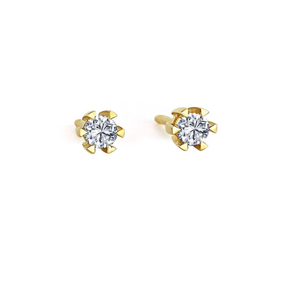14kt. Star ørestikker 2x0,20ct. W-si Rødguld 6 greb Nuran