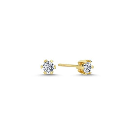 14kt. Star ørestikker 2*0,05ct W-si Rødguld 6 greb Nuran