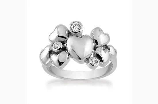 Sølv Ring antik ox. hjerter zirkonia - Rabinovich