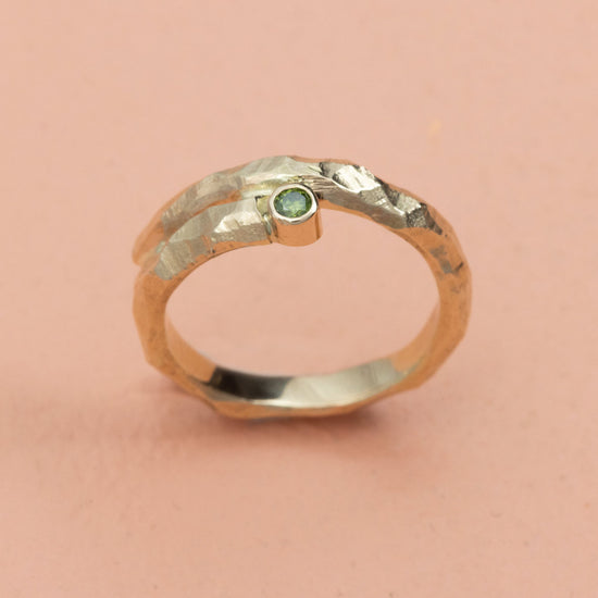 14k Ring rødguld 0,05ct grøn diamant - Devine by Norup
