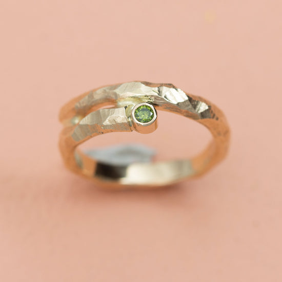 14k Ring rødguld 0,05ct grøn diamant - Devine by Norup