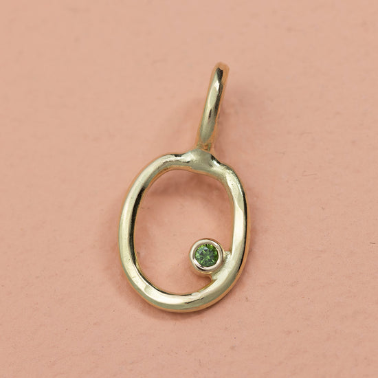 14k Oval vedhæng rødguld 0,03ct grøn diamant - Devine by Norup