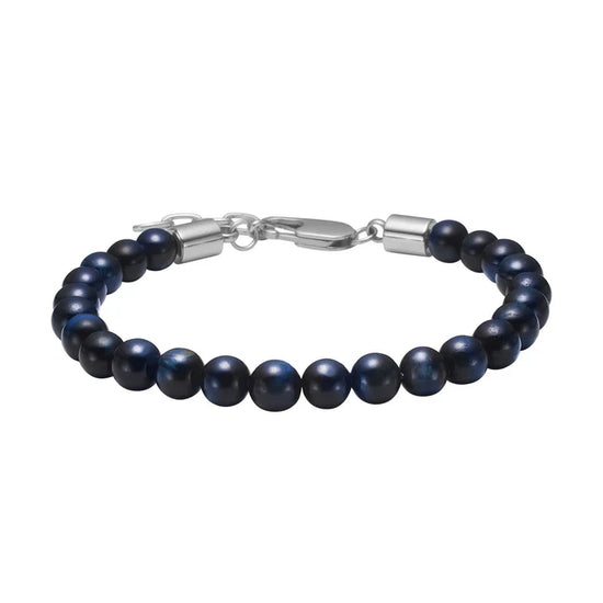 SON armbånd blå tigerøje 6mm, 19cm - 23cm