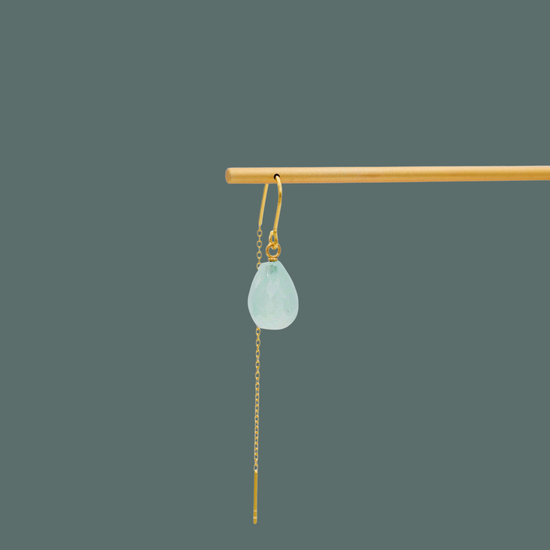 1 stk. fg. Simple aqua chalcedon  ørehænger - ONE OF A KIND