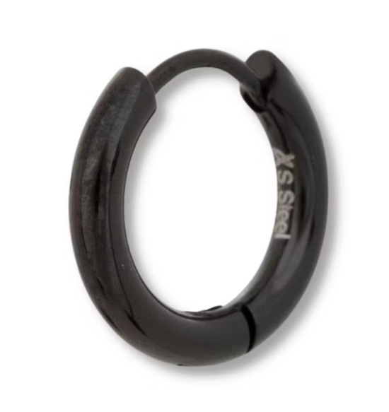 EMILIO Stål Ørering 15mm Sort PVD