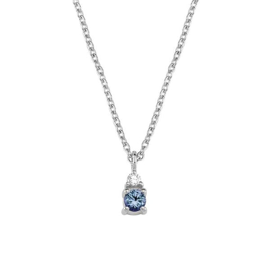 14Kt. PETIT halskæde m. vedhæng 0,025ct. W-si safir Nuran