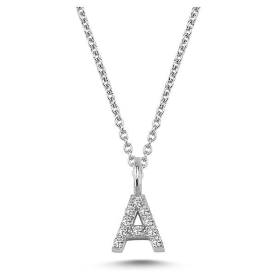 14kt. 0,05ct W/SI HG Pavé A Bogstav vedhæng