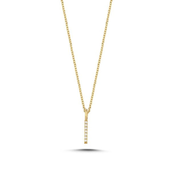 14kt. Bogstav vedhæng I med Pavé 7x0,005ct. W-si 9,5mm Nuran