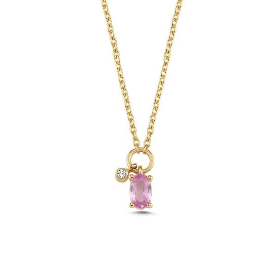 14kt. GAIA Halskæde med pink safir + 0,01ct. W-si 42+3cm Nuran