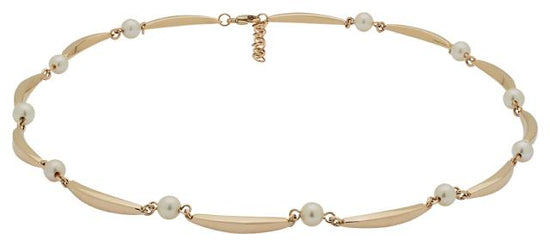 8kt. banan & perle (FWP) collier 42+3cm Siersbøl