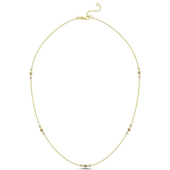 14kt. 5x0,03ct. + 10x0,02ct. W-si Champagne halskæde