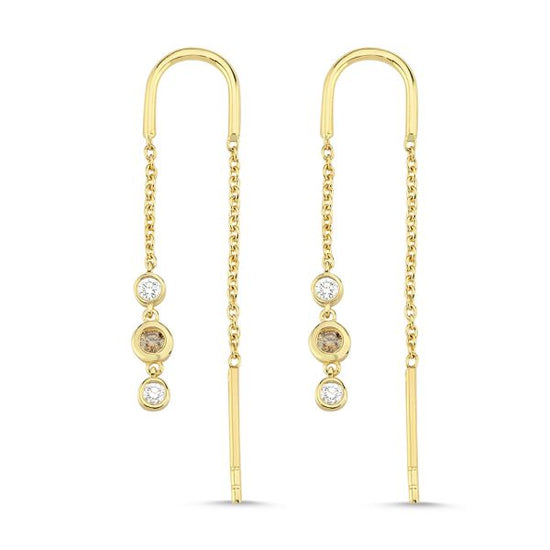 14kt. Champagne øreringe 2x0,03ct +4x0,02ct. W-si