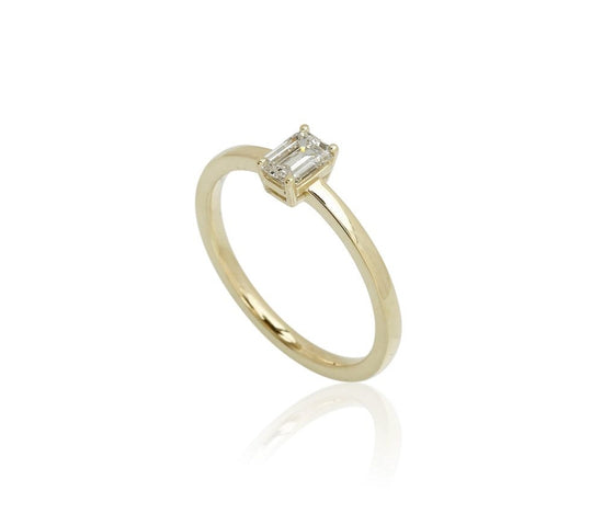 14Kt. Emerald cut ring 0,50ct DEF-VS Labgrown rødguld