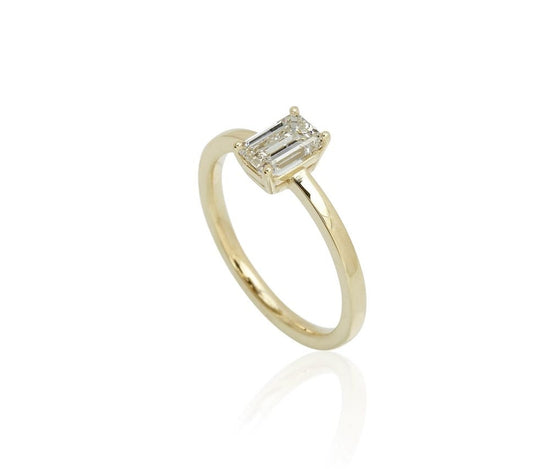 14Kt. Emerald cut ring 1,00ct DEF-VS rødguld Labgrown