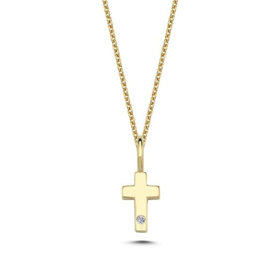 14kt. Kors Vedhæng 0,005ct. W-si 6,5mm Nuran