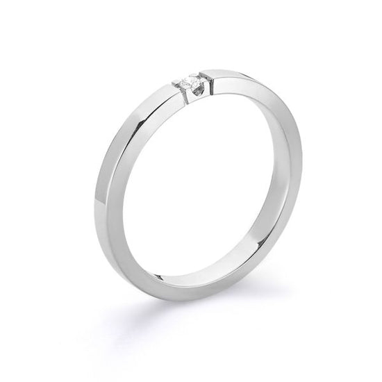 9Kt. Promise 1x0,02ct W-SI hvidguld alliancering kantet Nuran