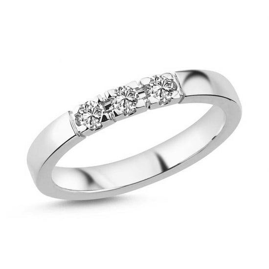 14kt. Unite 0,11ct. W-SI Alliancering Hvidguld Nuran