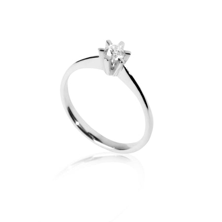14K Brillanz diamantring 0,15 ct. Hvidguld