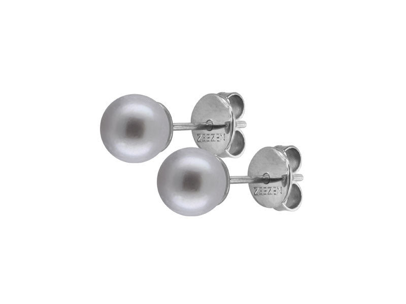 Zeezen - Titan Ørestik 8-8,5mm Rund Ferskvandsperle Grå