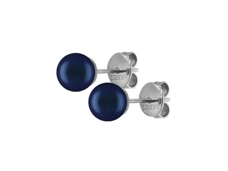Zeezen - Titan Ørestik 8-8,5mm Rund Ferskvandsperle Metallic blå/Lilla